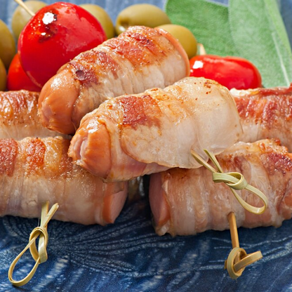 Gourmet Chicken Chipolata Sausage Wrapped with Turkey Bacon